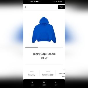 Yeezy gap perfect hoodie blue